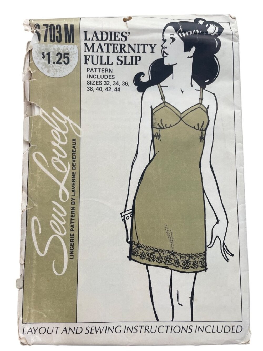 Vintage 70s Sew Lovely S703M Ladies Maternity Full Slip All Sizes 32-44 CUT